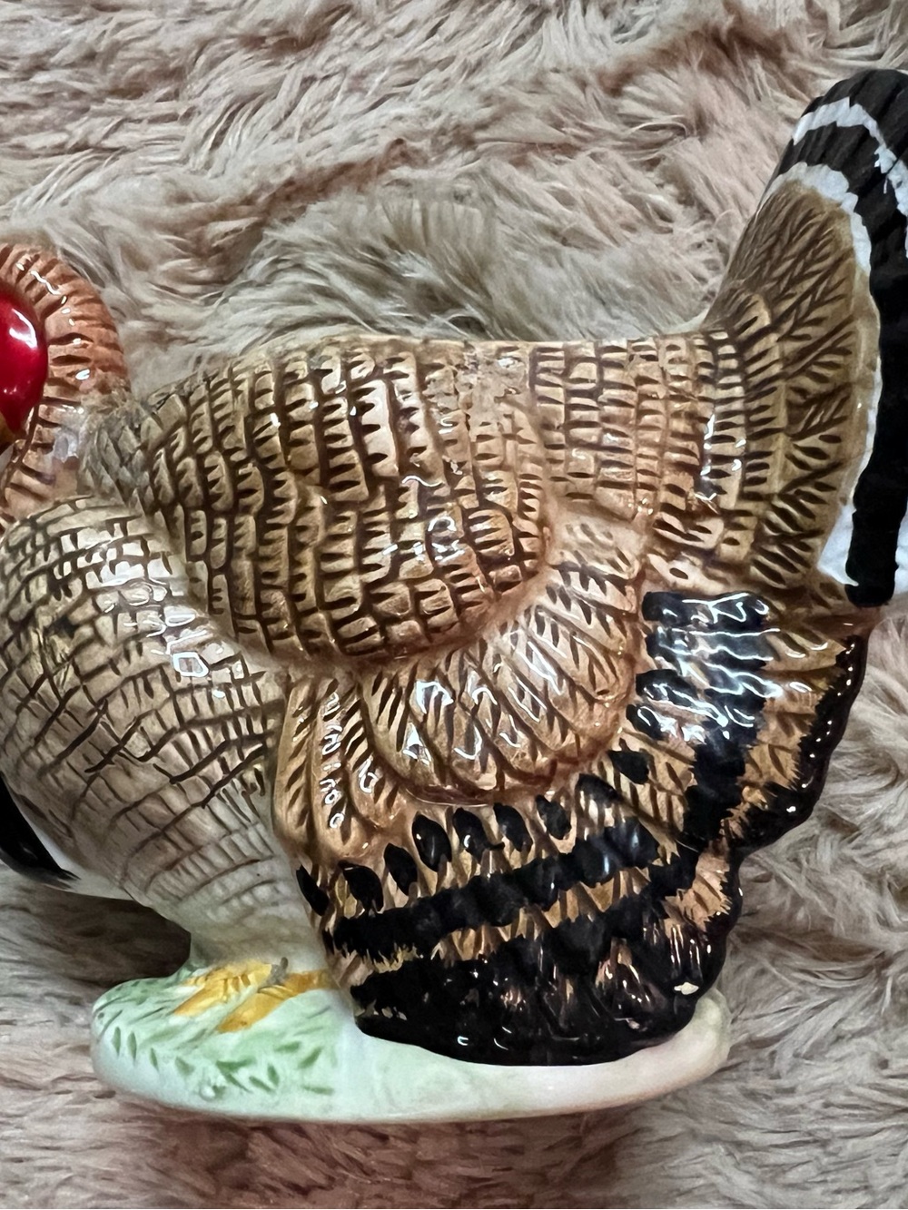 RARE Ceramic Turkey Shaped Mug Figurine Container Thanksgiving decor